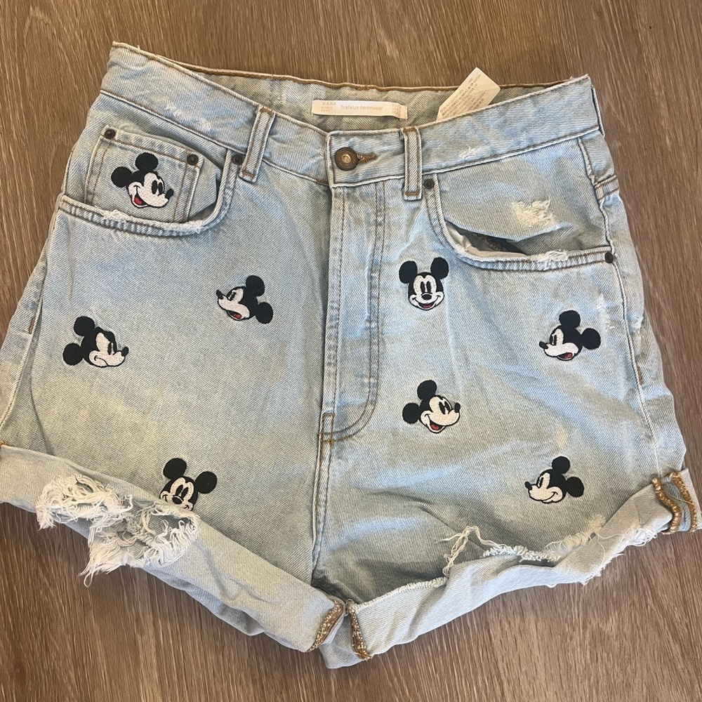 Zara Mickey Mouse Denim shorts